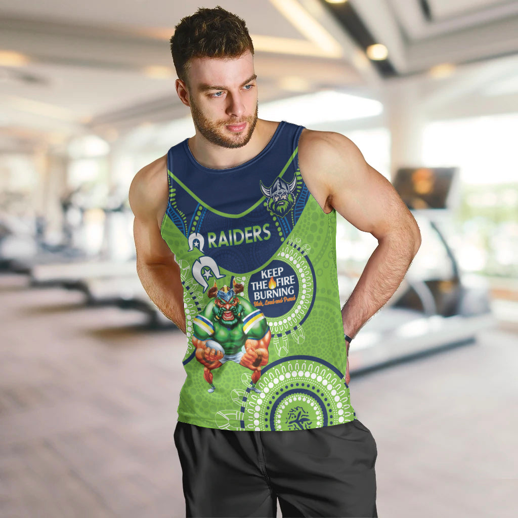 Custom NRL Raiders NAIDOC Week Men Tank Top Keep The Fire Burning Indigenous Art - Vibe Hoodie Shop