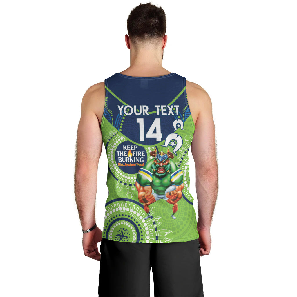 Custom NRL Raiders NAIDOC Week Men Tank Top Keep The Fire Burning Indigenous Art - Vibe Hoodie Shop