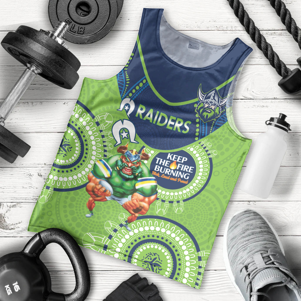 Custom NRL Raiders NAIDOC Week Men Tank Top Keep The Fire Burning Indigenous Art - Vibe Hoodie Shop
