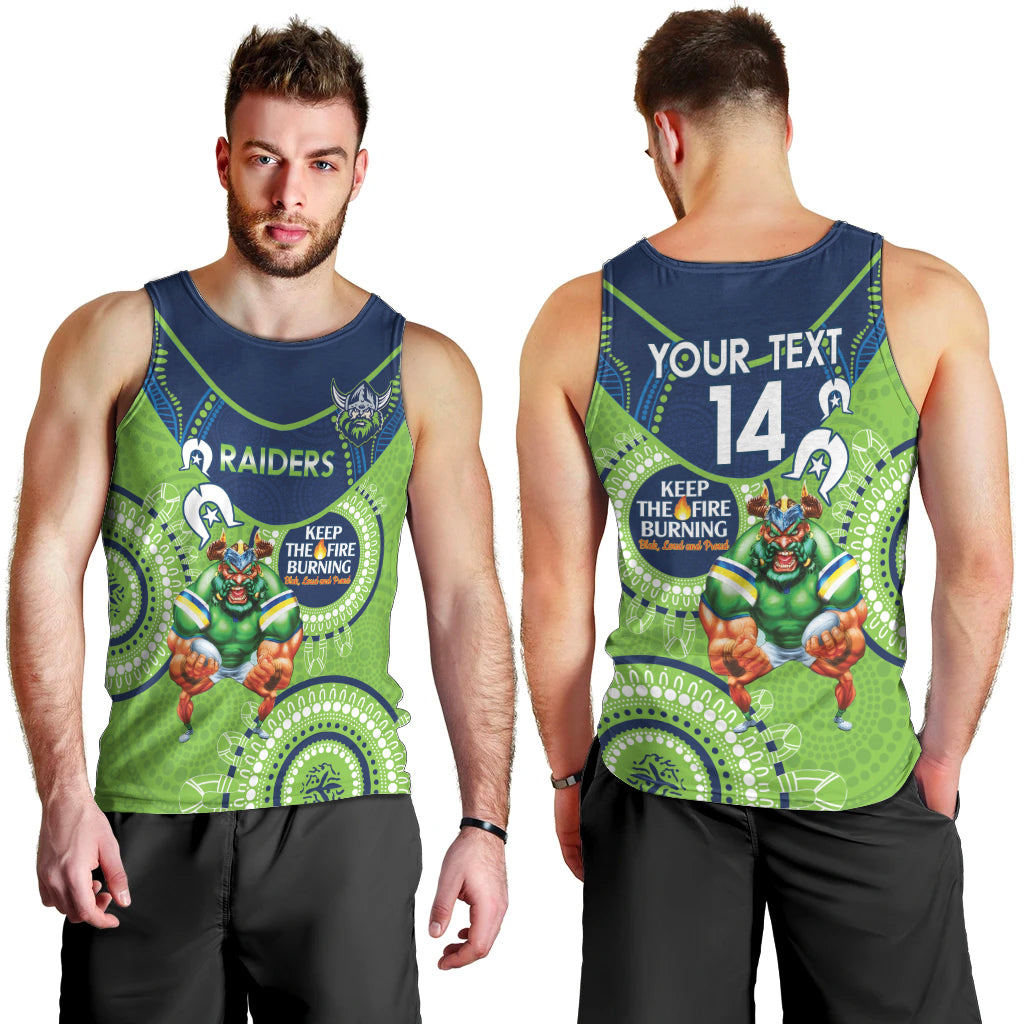 Custom NRL Raiders NAIDOC Week Men Tank Top Keep The Fire Burning Indigenous Art - Vibe Hoodie Shop