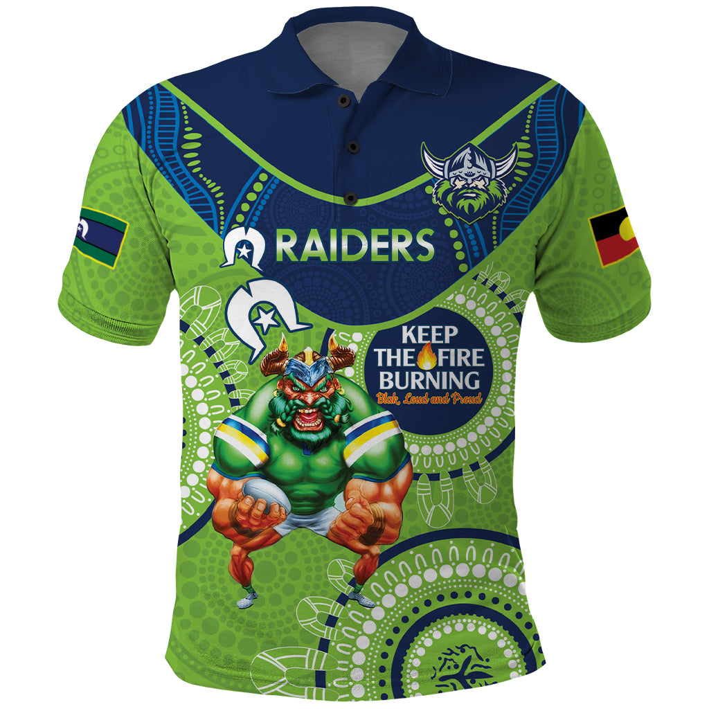 Custom NRL Raiders NAIDOC Week Polo Shirt Keep The Fire Burning Indigenous Art - Vibe Hoodie Shop