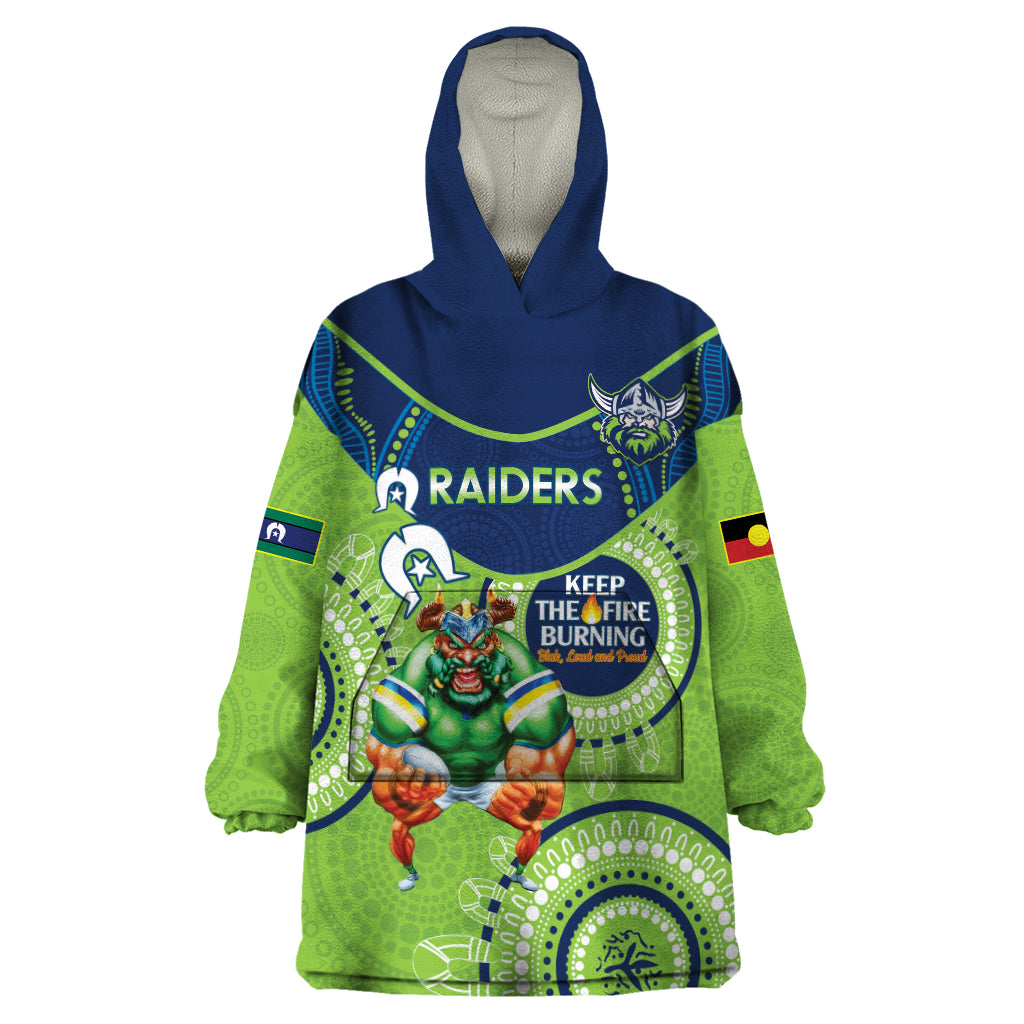 Custom NRL Raiders NAIDOC Week Wearable Blanket Hoodie Keep The Fire Burning Indigenous Art - Vibe Hoodie Shop