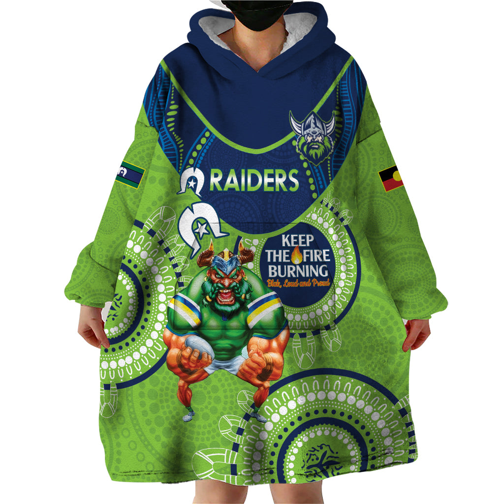 Custom NRL Raiders NAIDOC Week Wearable Blanket Hoodie Keep The Fire Burning Indigenous Art - Vibe Hoodie Shop