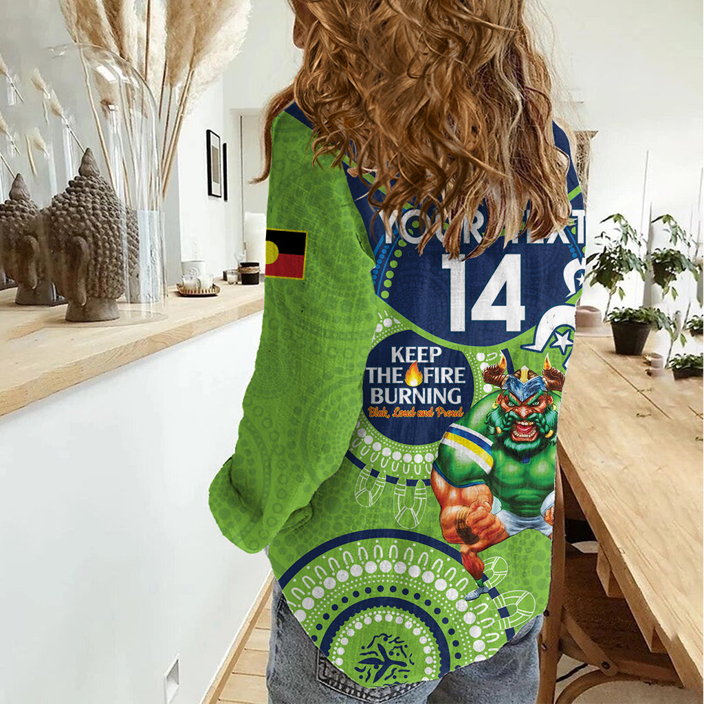 Custom NRL Raiders NAIDOC Week Women Casual Shirt Keep The Fire Burning Indigenous Art - Vibe Hoodie Shop