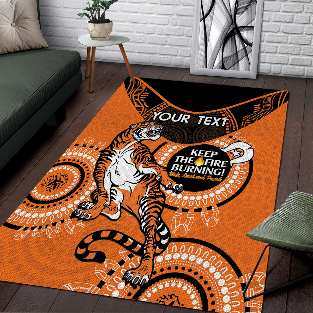 Custom NRL Tigers NAIDOC Week Area Rug Keep The Fire Burning Indigenous Art - Vibe Hoodie Shop