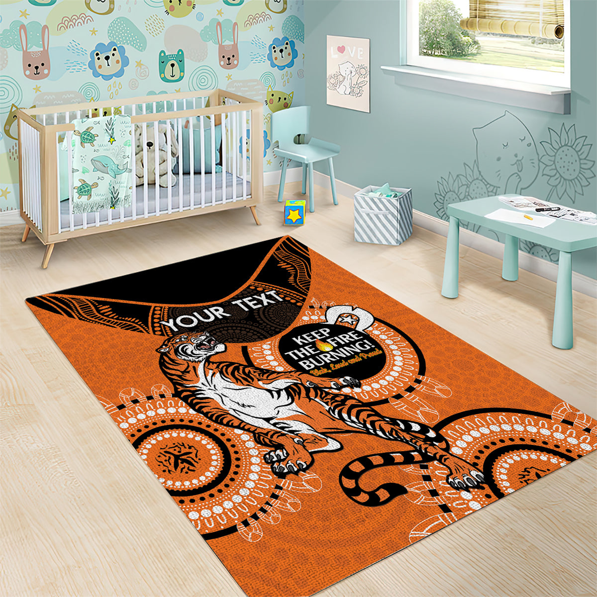 Custom NRL Tigers NAIDOC Week Area Rug Keep The Fire Burning Indigenous Art - Vibe Hoodie Shop