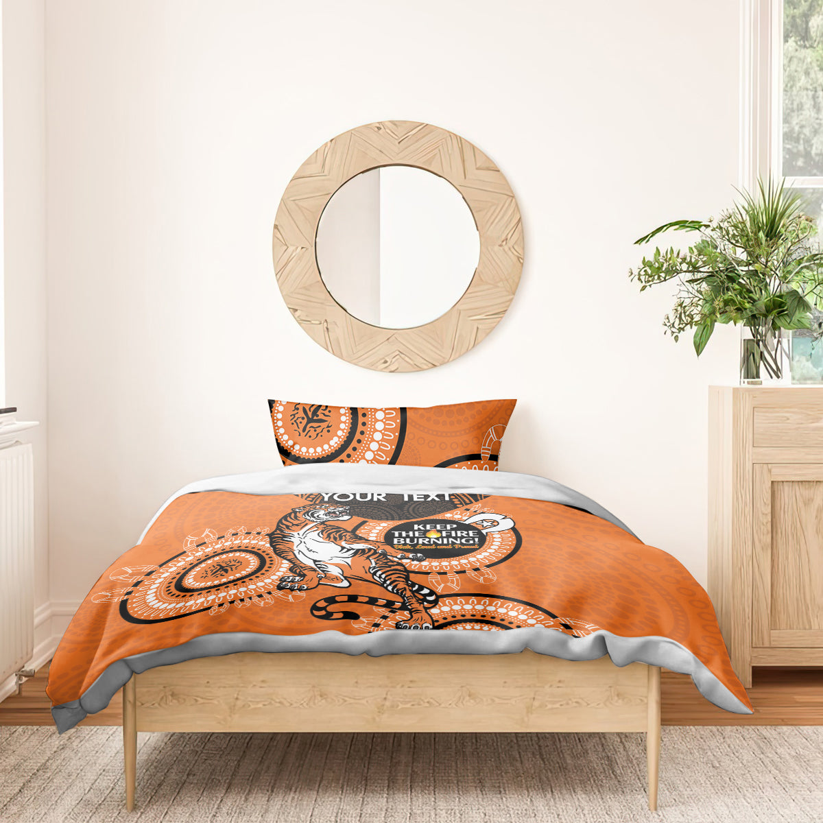 Custom NRL Tigers NAIDOC Week Bedding Set Keep The Fire Burning Indigenous Art - Vibe Hoodie Shop