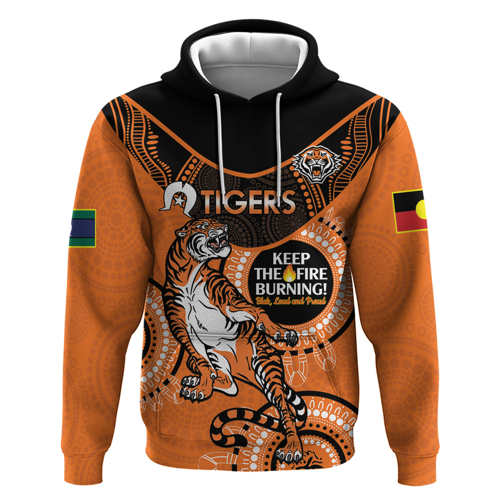 Custom NRL Tigers NAIDOC Week Hoodie Keep The Fire Burning Indigenous Art - Vibe Hoodie Shop