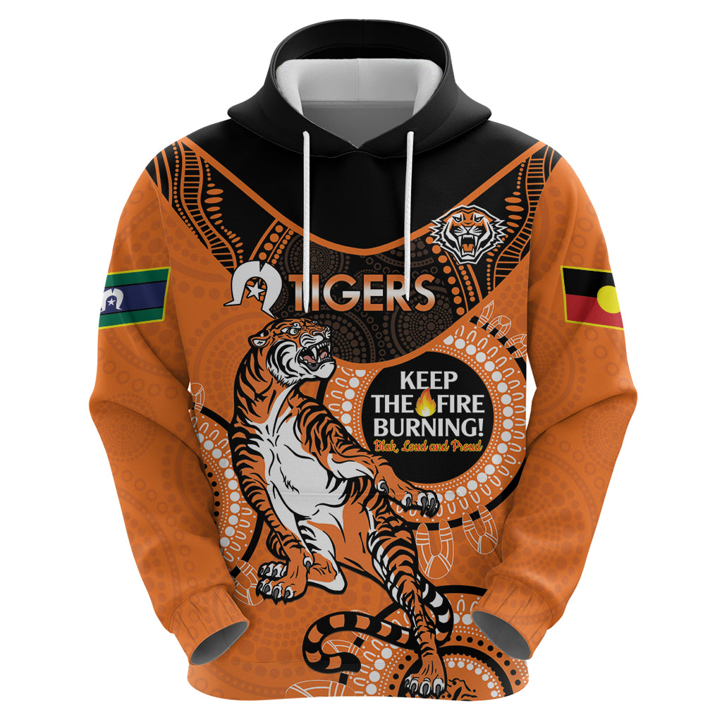 Custom NRL Tigers NAIDOC Week Hoodie Keep The Fire Burning Indigenous Art - Vibe Hoodie Shop