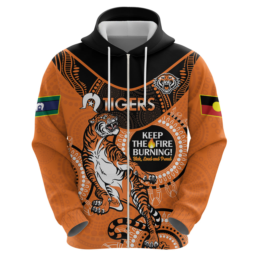 Custom NRL Tigers NAIDOC Week Hoodie Keep The Fire Burning Indigenous Art - Vibe Hoodie Shop