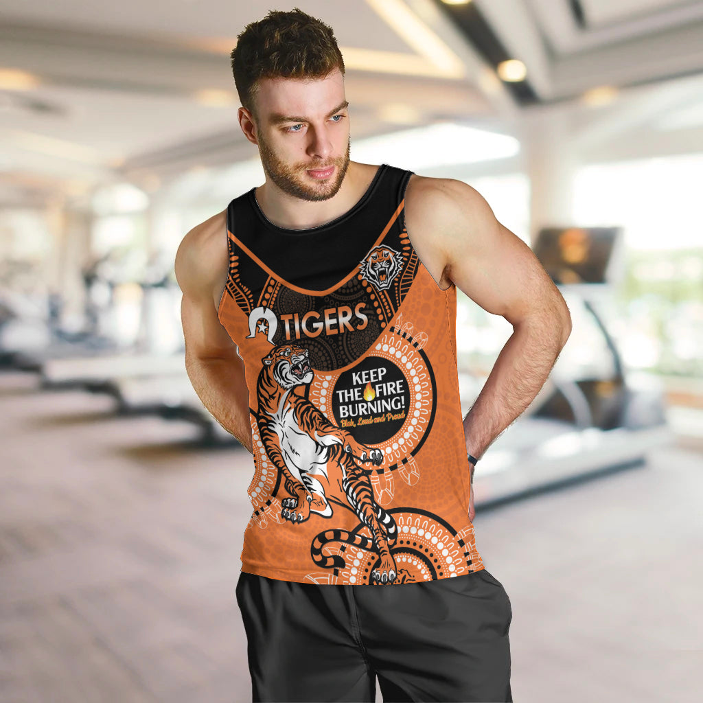 Custom NRL Tigers NAIDOC Week Men Tank Top Keep The Fire Burning Indigenous Art - Vibe Hoodie Shop