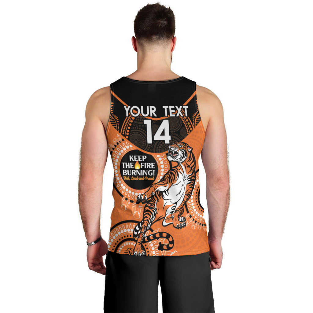 Custom NRL Tigers NAIDOC Week Men Tank Top Keep The Fire Burning Indigenous Art - Vibe Hoodie Shop