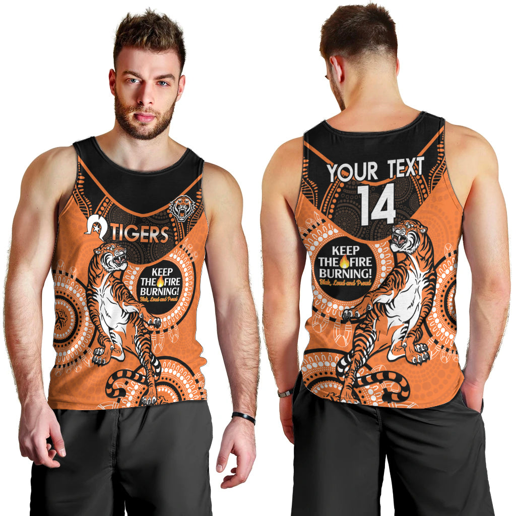 Custom NRL Tigers NAIDOC Week Men Tank Top Keep The Fire Burning Indigenous Art - Vibe Hoodie Shop