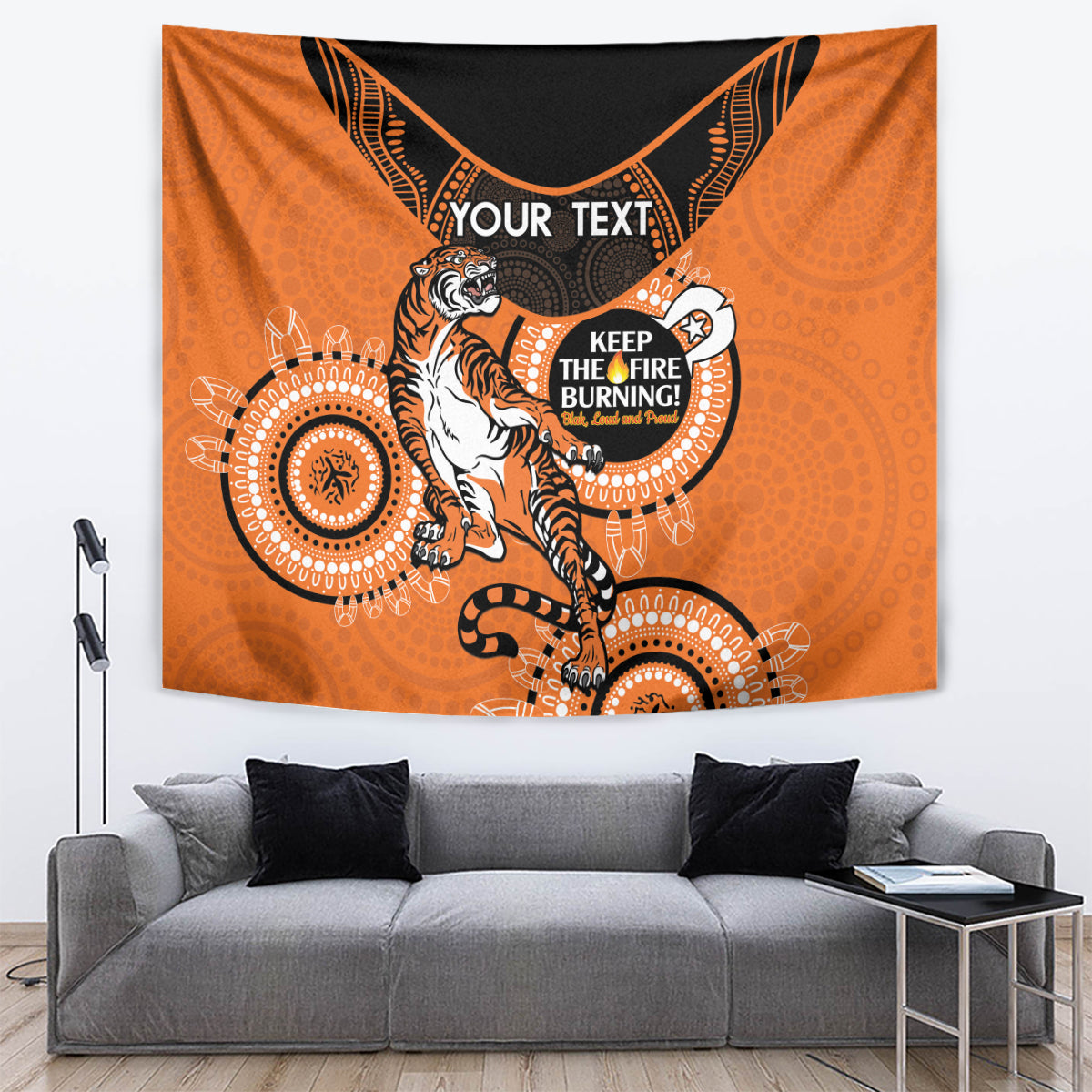 Custom NRL Tigers NAIDOC Week Tapestry Keep The Fire Burning Indigenous Art - Vibe Hoodie Shop