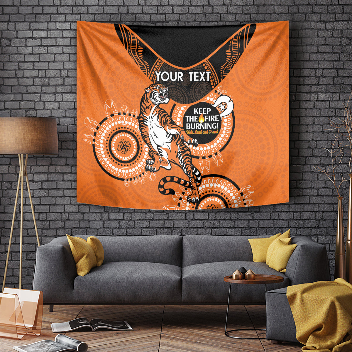 Custom NRL Tigers NAIDOC Week Tapestry Keep The Fire Burning Indigenous Art - Vibe Hoodie Shop