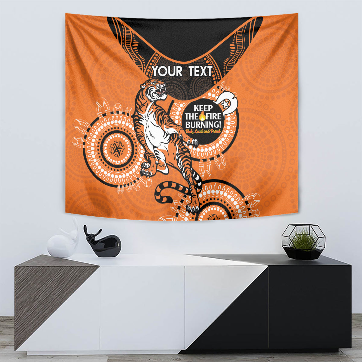 Custom NRL Tigers NAIDOC Week Tapestry Keep The Fire Burning Indigenous Art - Vibe Hoodie Shop