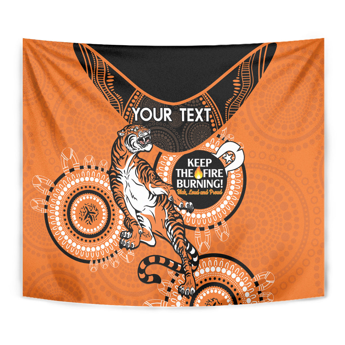 Custom NRL Tigers NAIDOC Week Tapestry Keep The Fire Burning Indigenous Art - Vibe Hoodie Shop