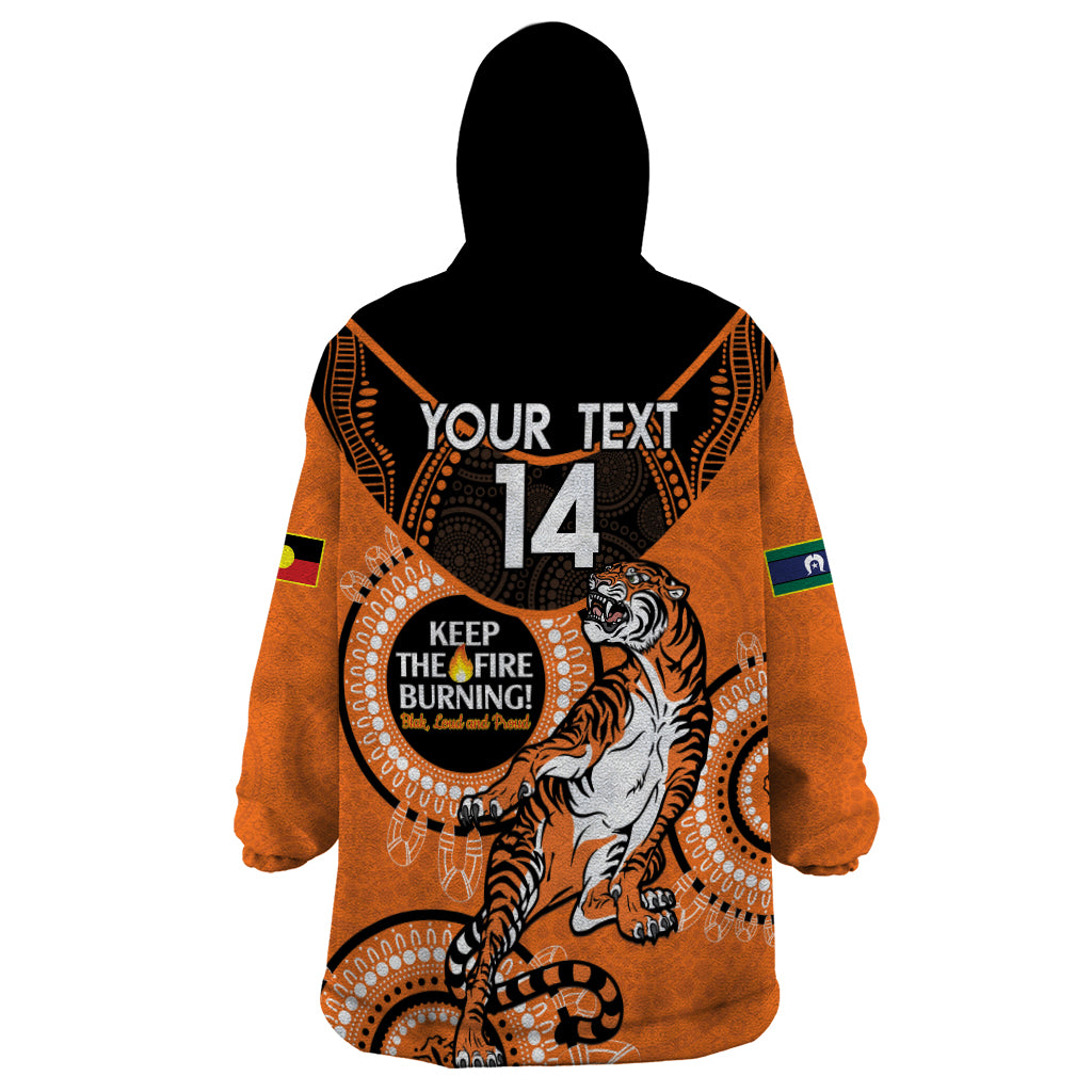 Custom NRL Tigers NAIDOC Week Wearable Blanket Hoodie Keep The Fire Burning Indigenous Art - Vibe Hoodie Shop