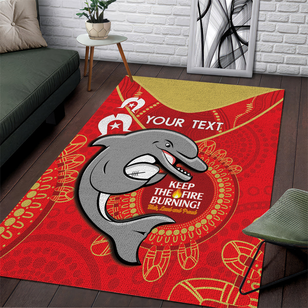 Custom NRL Dolphins NAIDOC Week Area Rug Keep The Fire Burning Indigenous Art - Vibe Hoodie Shop