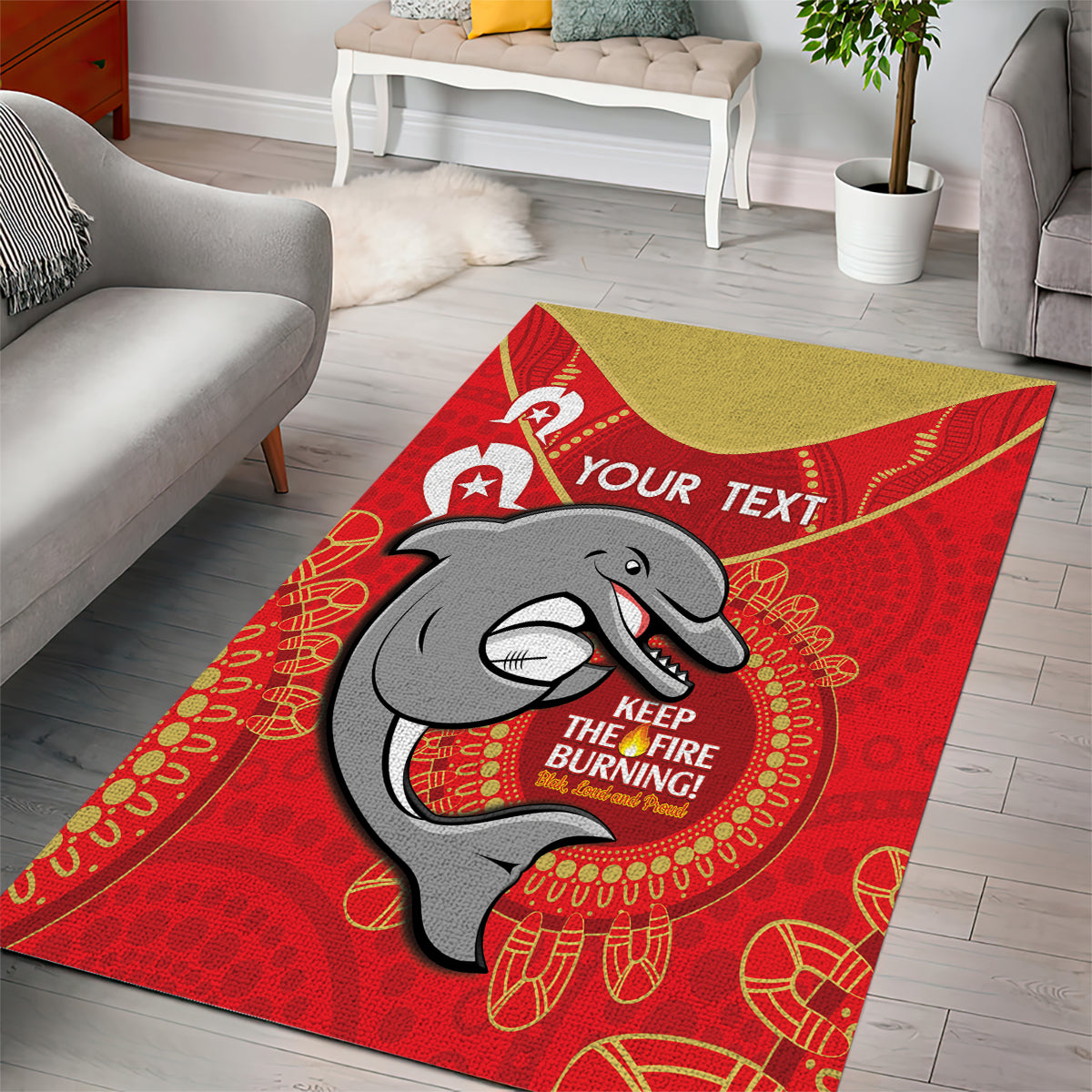 Custom NRL Dolphins NAIDOC Week Area Rug Keep The Fire Burning Indigenous Art - Vibe Hoodie Shop