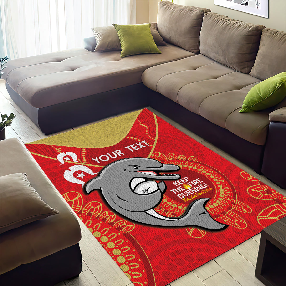 Custom NRL Dolphins NAIDOC Week Area Rug Keep The Fire Burning Indigenous Art - Vibe Hoodie Shop