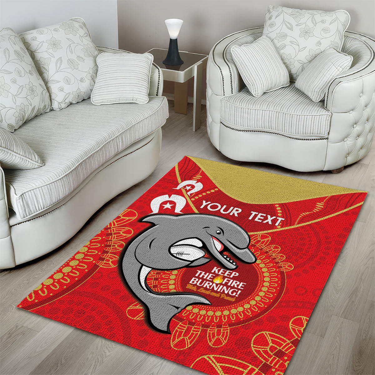 Custom NRL Dolphins NAIDOC Week Area Rug Keep The Fire Burning Indigenous Art - Vibe Hoodie Shop