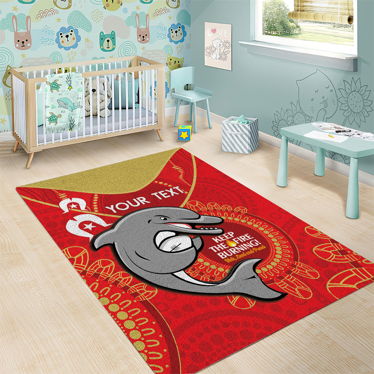 Custom NRL Dolphins NAIDOC Week Area Rug Keep The Fire Burning Indigenous Art - Vibe Hoodie Shop