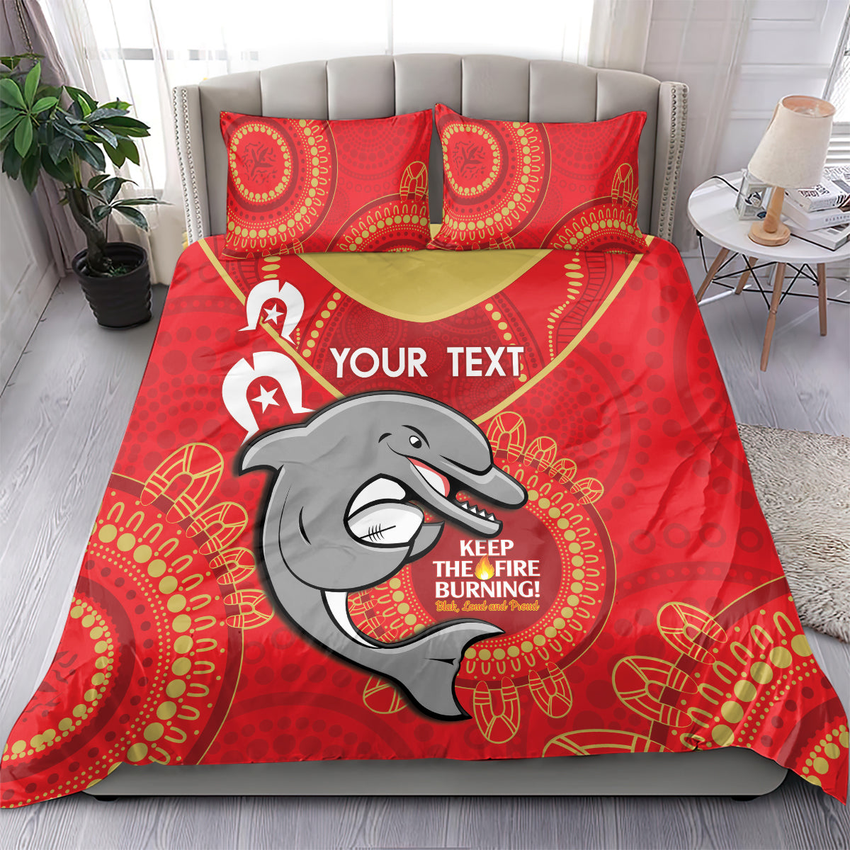 Custom NRL Dolphins NAIDOC Week Bedding Set Keep The Fire Burning Indigenous Art - Vibe Hoodie Shop