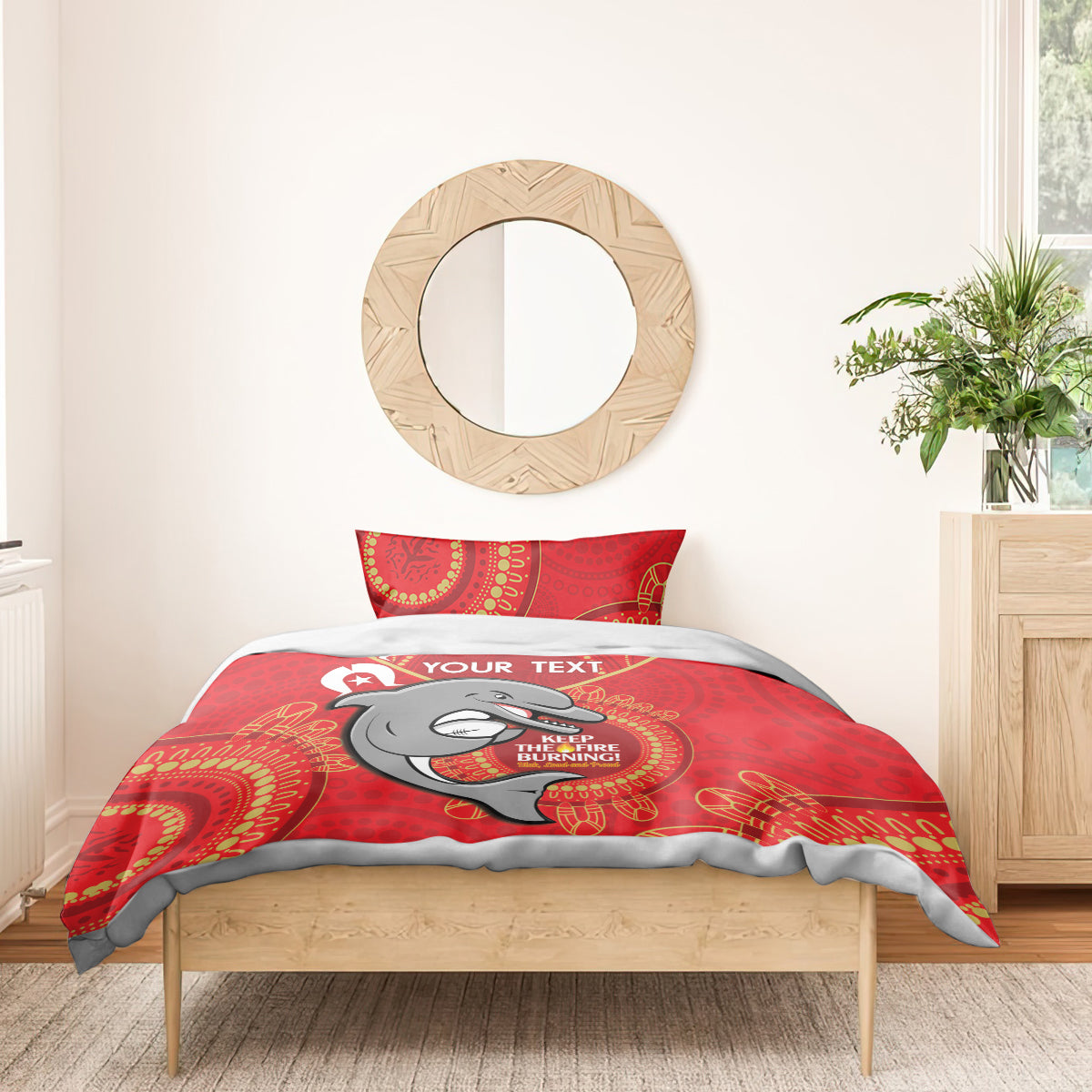 Custom NRL Dolphins NAIDOC Week Bedding Set Keep The Fire Burning Indigenous Art - Vibe Hoodie Shop