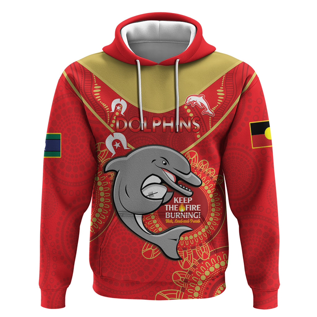 Custom NRL Dolphins NAIDOC Week Hoodie Keep The Fire Burning Indigenous Art - Vibe Hoodie Shop