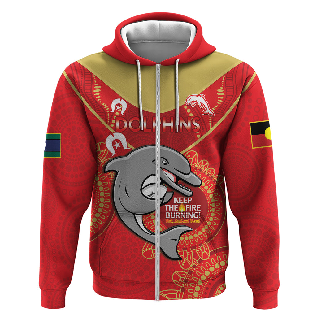 Custom NRL Dolphins NAIDOC Week Hoodie Keep The Fire Burning Indigenous Art - Vibe Hoodie Shop