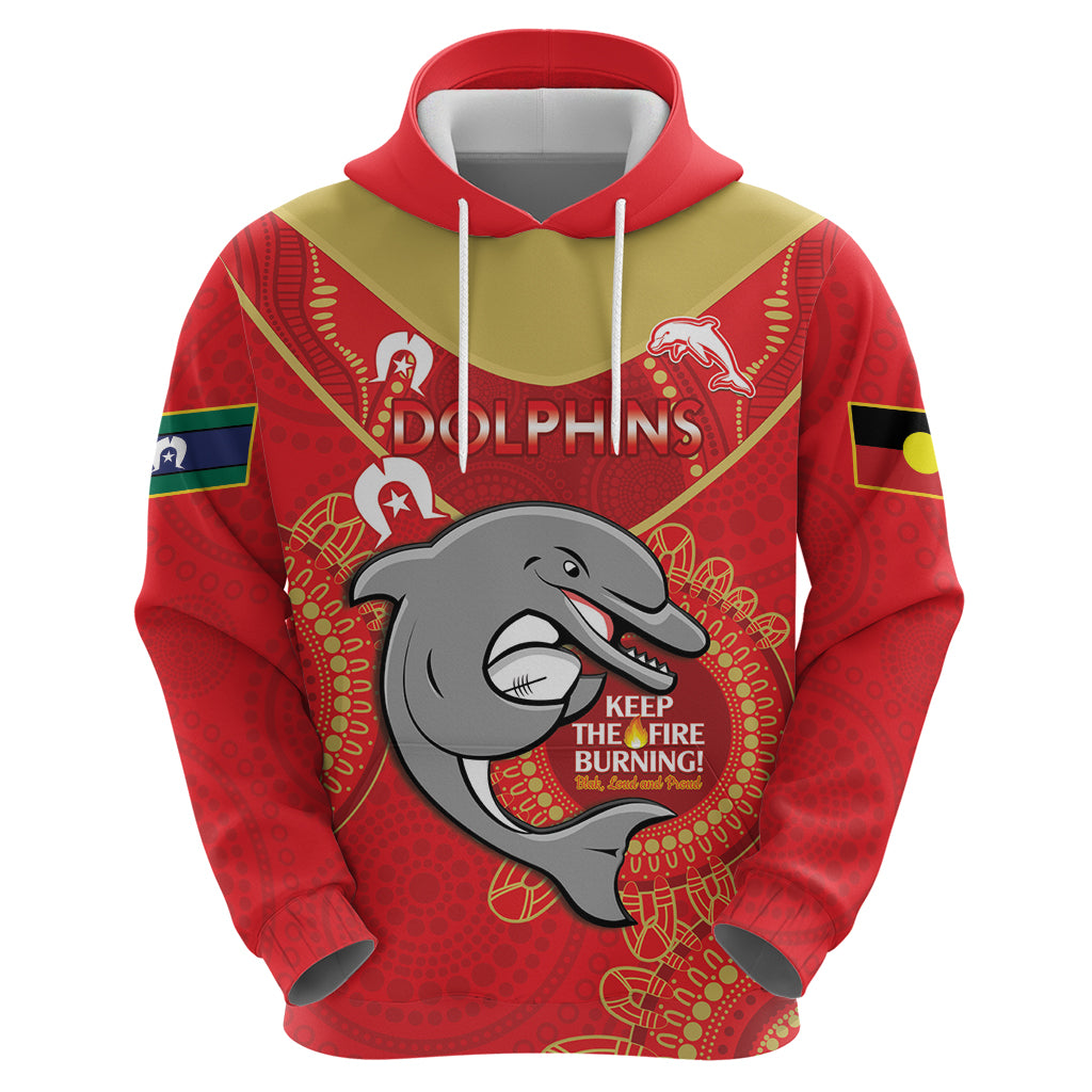 Custom NRL Dolphins NAIDOC Week Hoodie Keep The Fire Burning Indigenous Art - Vibe Hoodie Shop