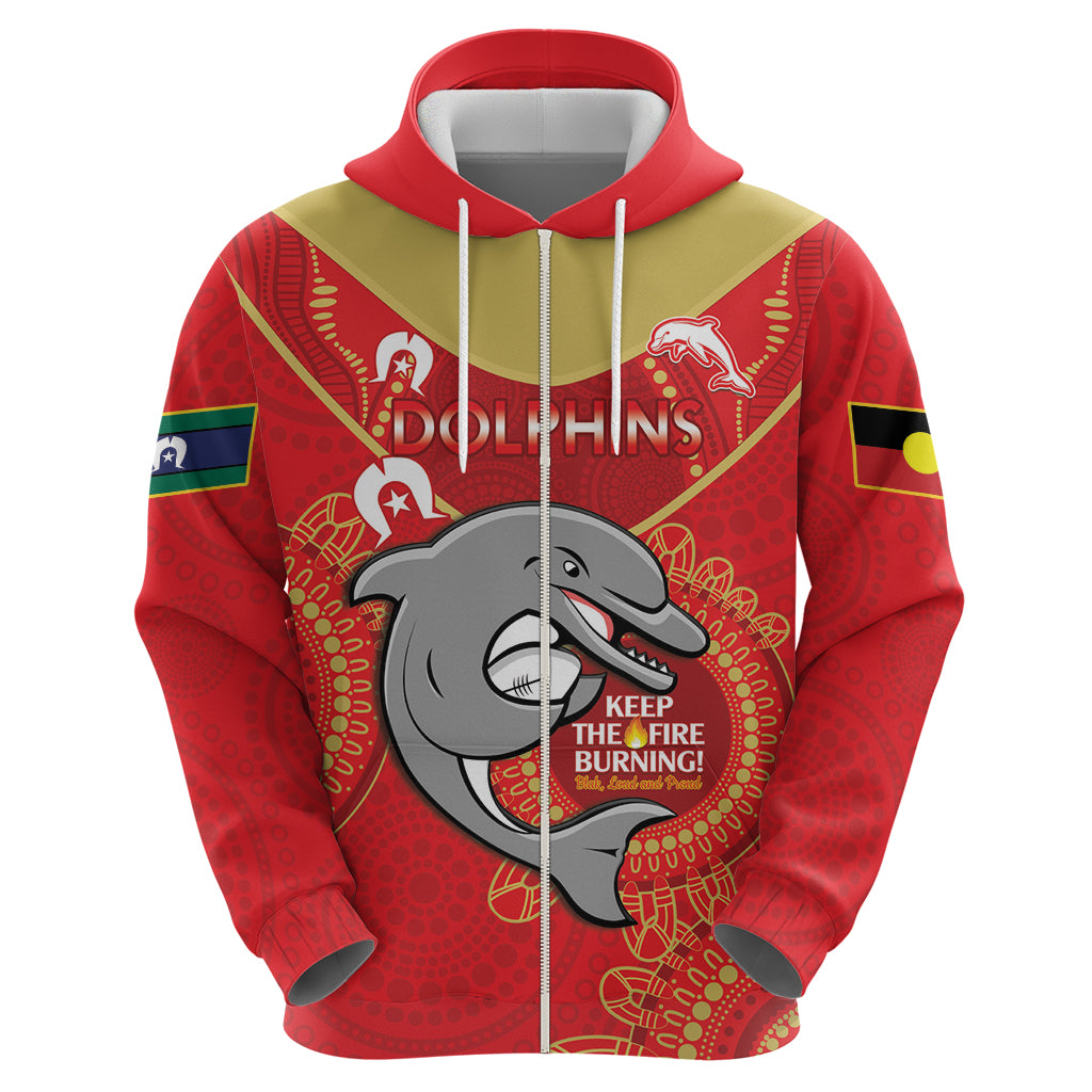 Custom NRL Dolphins NAIDOC Week Hoodie Keep The Fire Burning Indigenous Art - Vibe Hoodie Shop