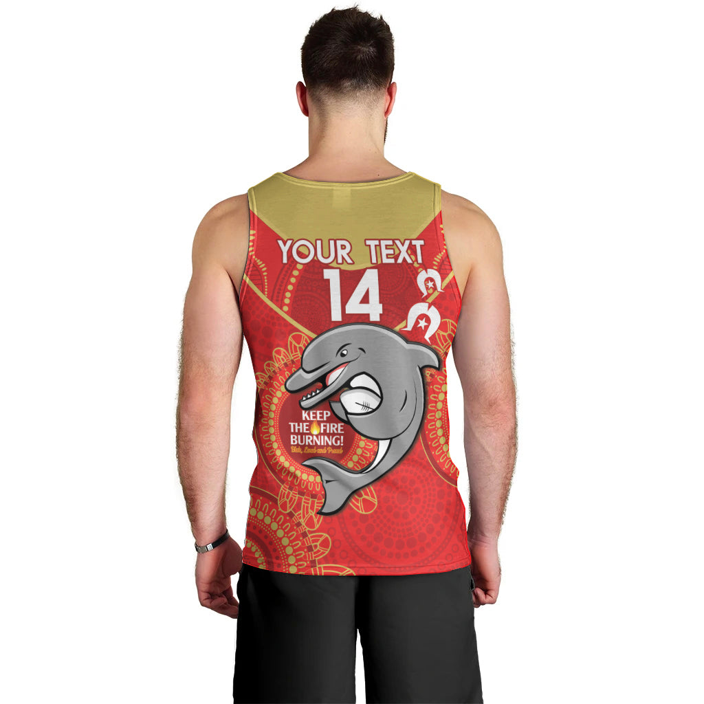 Custom NRL Dolphins NAIDOC Week Men Tank Top Keep The Fire Burning Indigenous Art - Vibe Hoodie Shop