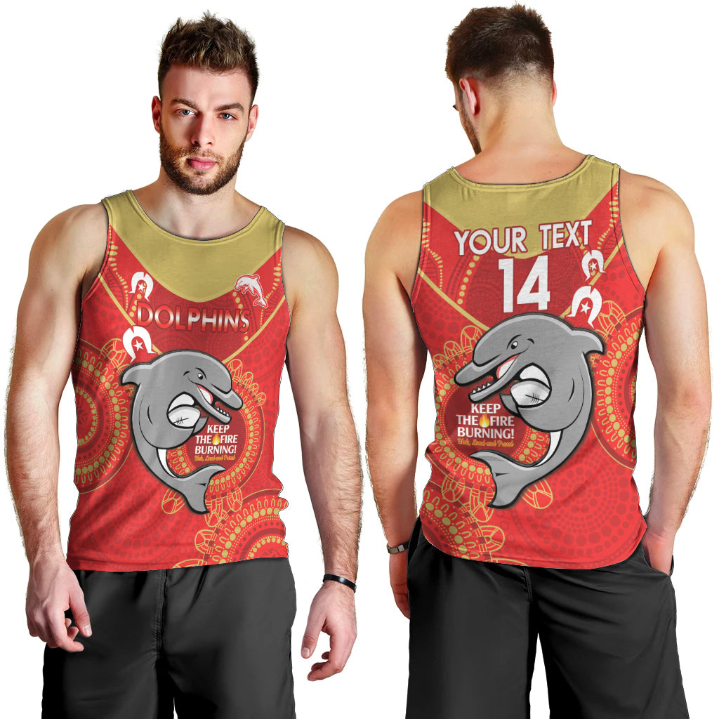 Custom NRL Dolphins NAIDOC Week Men Tank Top Keep The Fire Burning Indigenous Art - Vibe Hoodie Shop