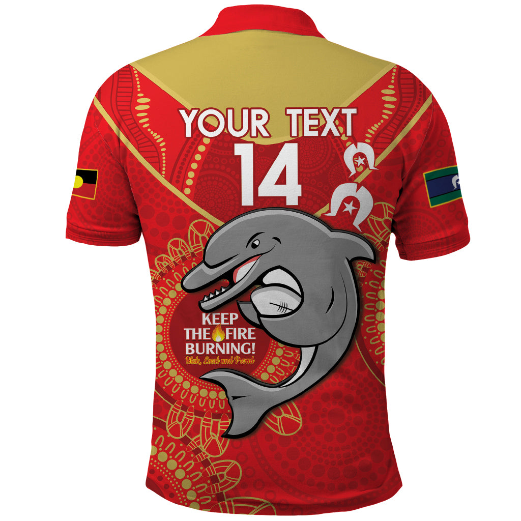 Custom NRL Dolphins NAIDOC Week Polo Shirt Keep The Fire Burning Indigenous Art - Vibe Hoodie Shop