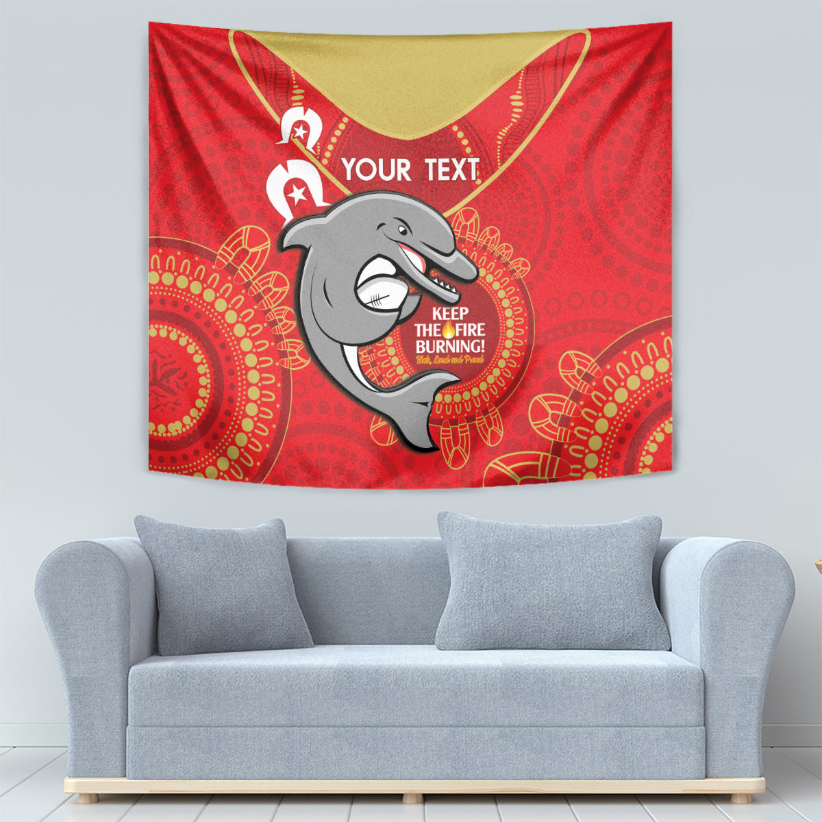 Custom NRL Dolphins NAIDOC Week Tapestry Keep The Fire Burning Indigenous Art - Vibe Hoodie Shop