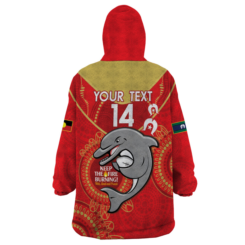 Custom NRL Dolphins NAIDOC Week Wearable Blanket Hoodie Keep The Fire Burning Indigenous Art - Vibe Hoodie Shop