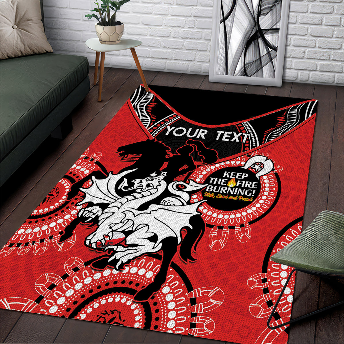 Custom NRL Dragons NAIDOC Week Area Rug Keep The Fire Burning Indigenous Art - Vibe Hoodie Shop