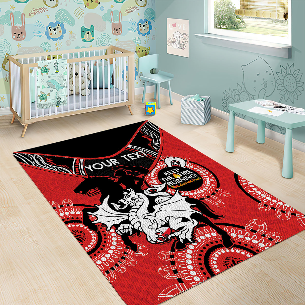 Custom NRL Dragons NAIDOC Week Area Rug Keep The Fire Burning Indigenous Art - Vibe Hoodie Shop