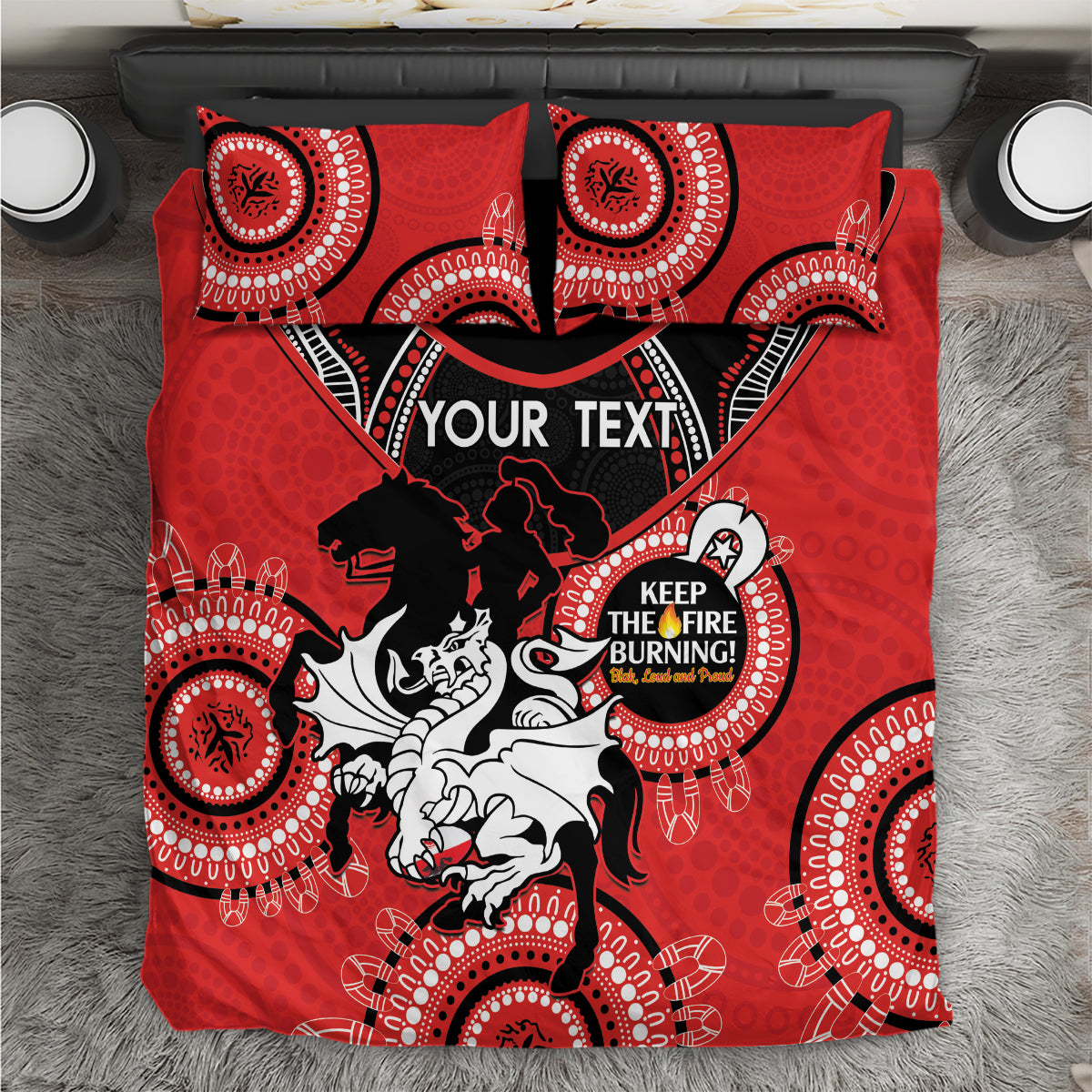 Custom NRL Dragons NAIDOC Week Bedding Set Keep The Fire Burning Indigenous Art - Vibe Hoodie Shop