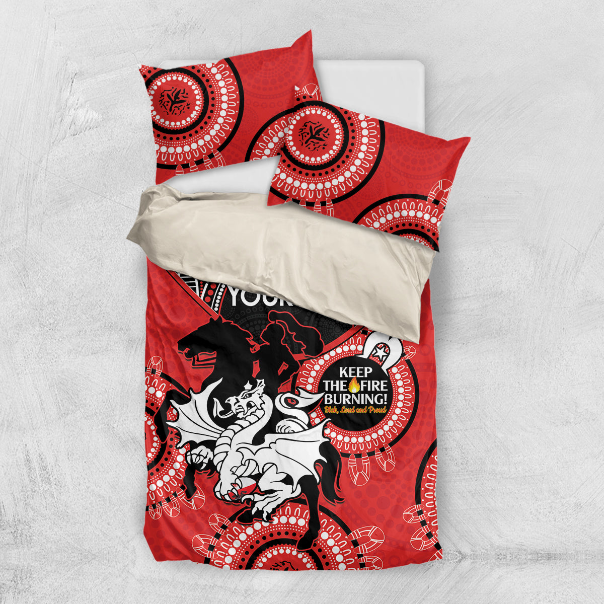 Custom NRL Dragons NAIDOC Week Bedding Set Keep The Fire Burning Indigenous Art - Vibe Hoodie Shop