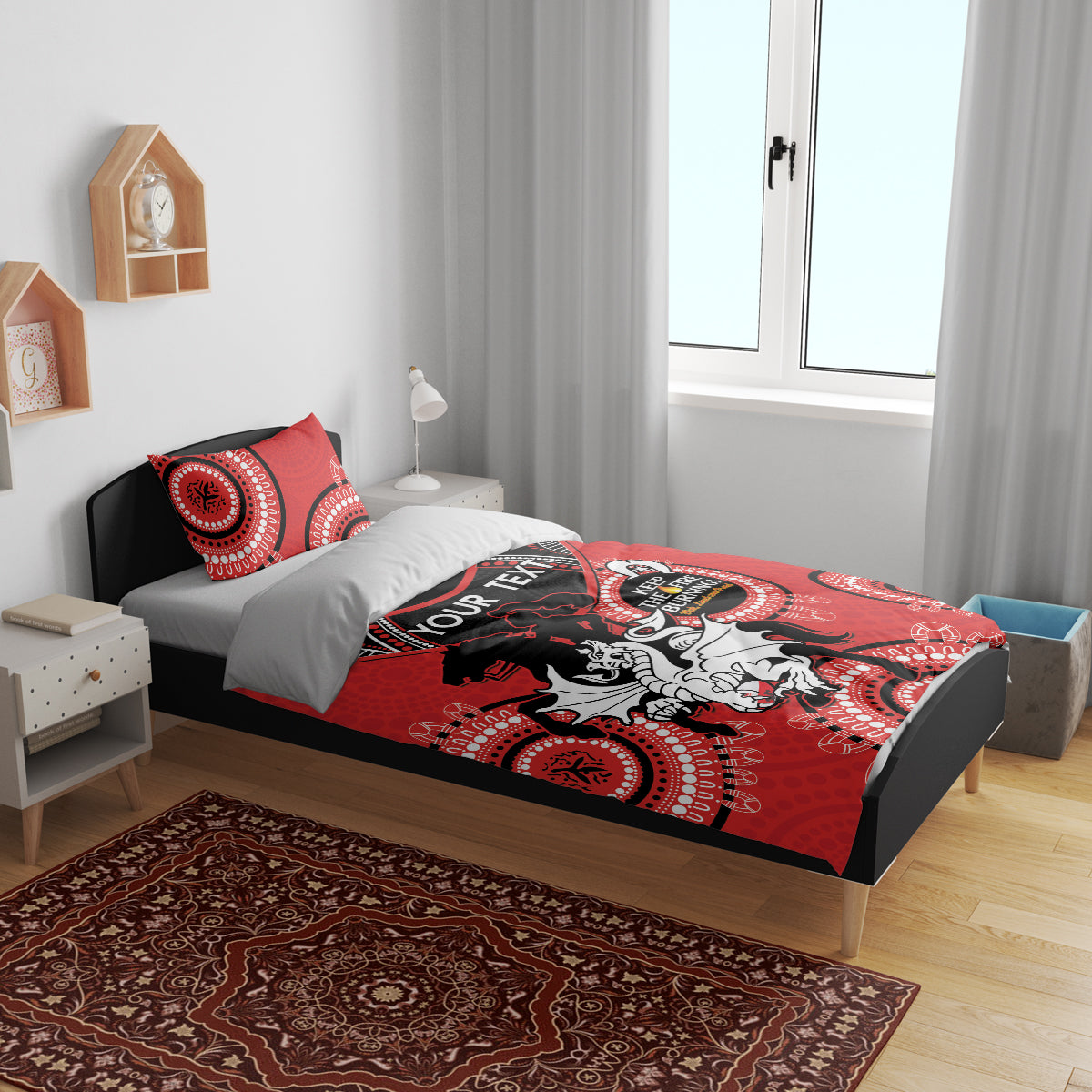 Custom NRL Dragons NAIDOC Week Bedding Set Keep The Fire Burning Indigenous Art - Vibe Hoodie Shop