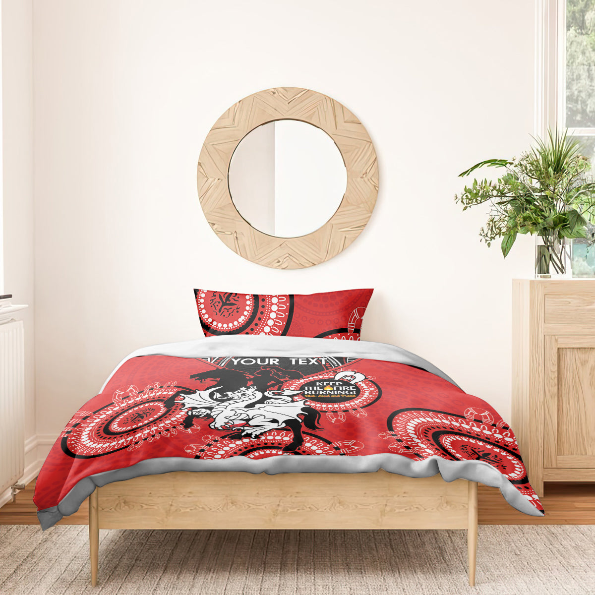 Custom NRL Dragons NAIDOC Week Bedding Set Keep The Fire Burning Indigenous Art - Vibe Hoodie Shop