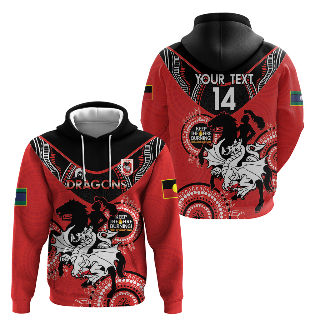 Custom NRL Dragons NAIDOC Week Hoodie Keep The Fire Burning Indigenous Art - Vibe Hoodie Shop