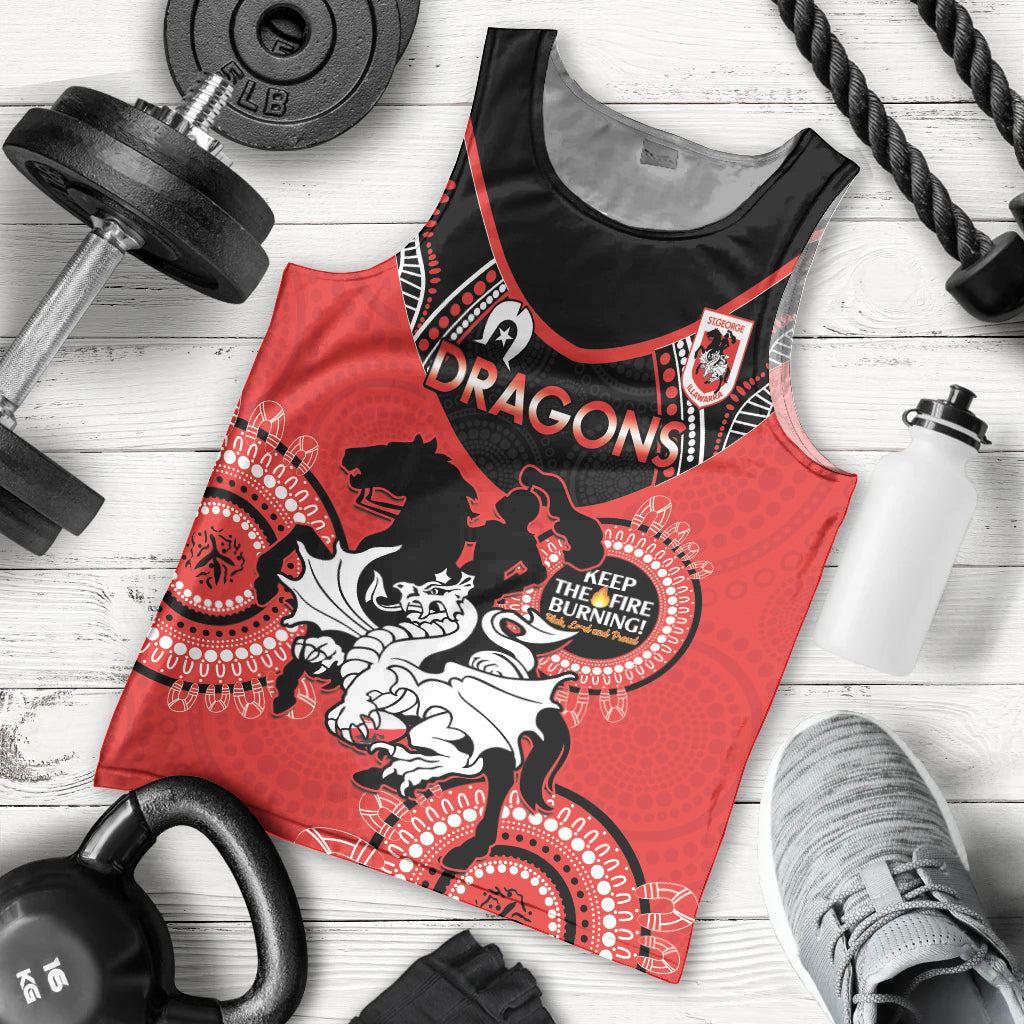 Custom NRL Dragons NAIDOC Week Men Tank Top Keep The Fire Burning Indigenous Art - Vibe Hoodie Shop