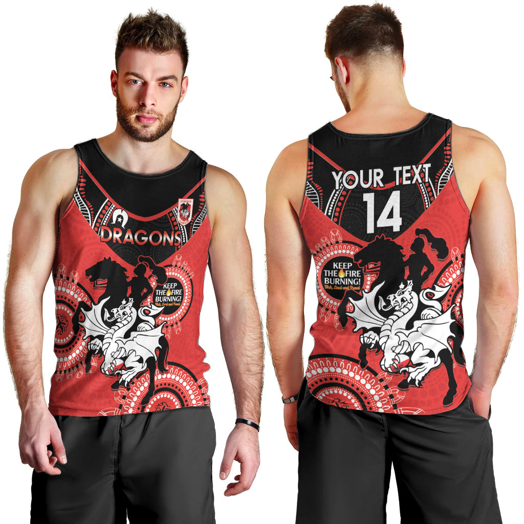 Custom NRL Dragons NAIDOC Week Men Tank Top Keep The Fire Burning Indigenous Art - Vibe Hoodie Shop