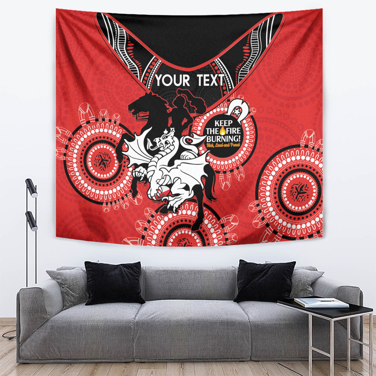 Custom NRL Dragons NAIDOC Week Tapestry Keep The Fire Burning Indigenous Art - Vibe Hoodie Shop