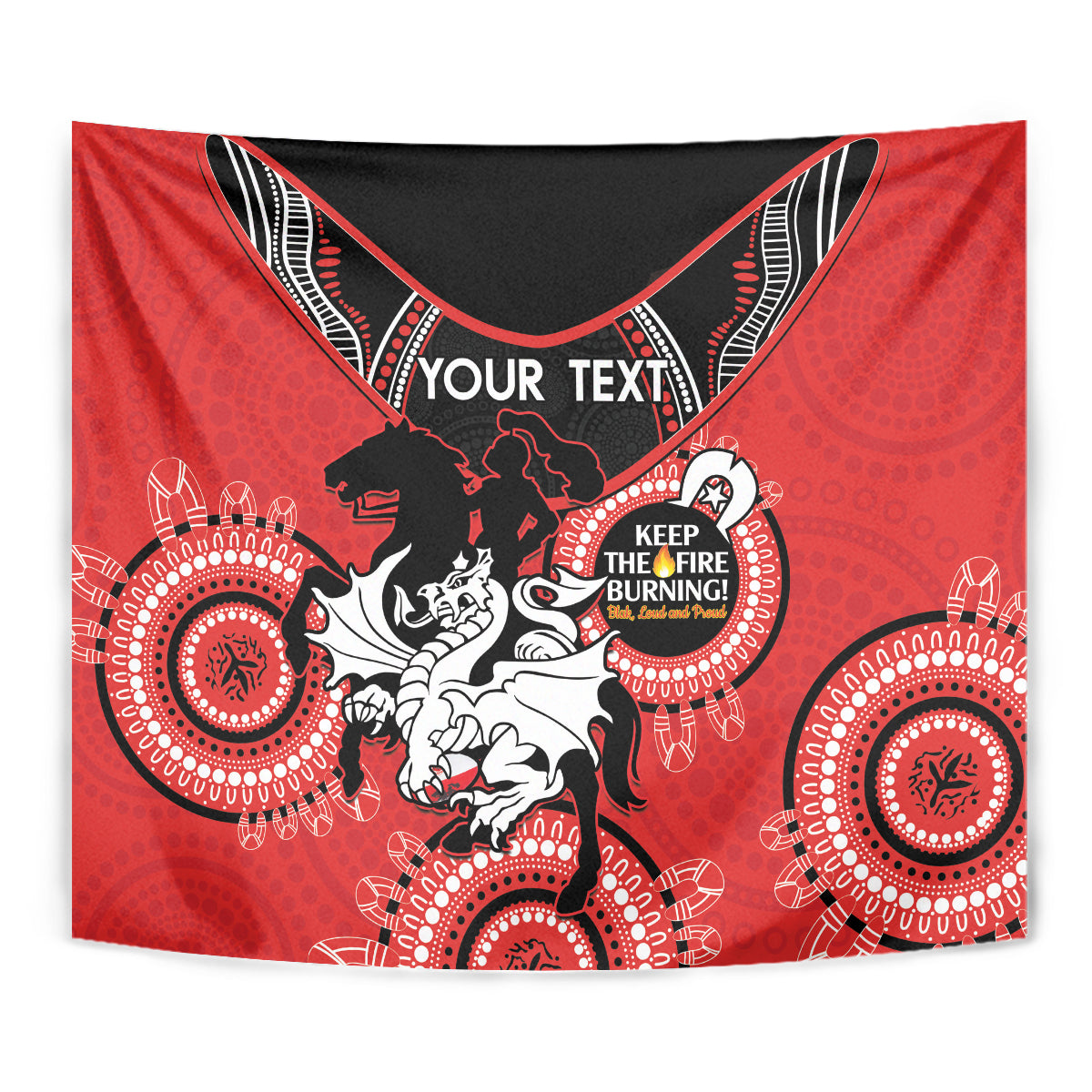 Custom NRL Dragons NAIDOC Week Tapestry Keep The Fire Burning Indigenous Art - Vibe Hoodie Shop