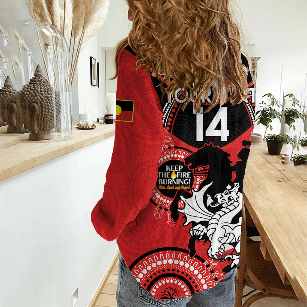 Custom NRL Dragons NAIDOC Week Women Casual Shirt Keep The Fire Burning Indigenous Art - Vibe Hoodie Shop